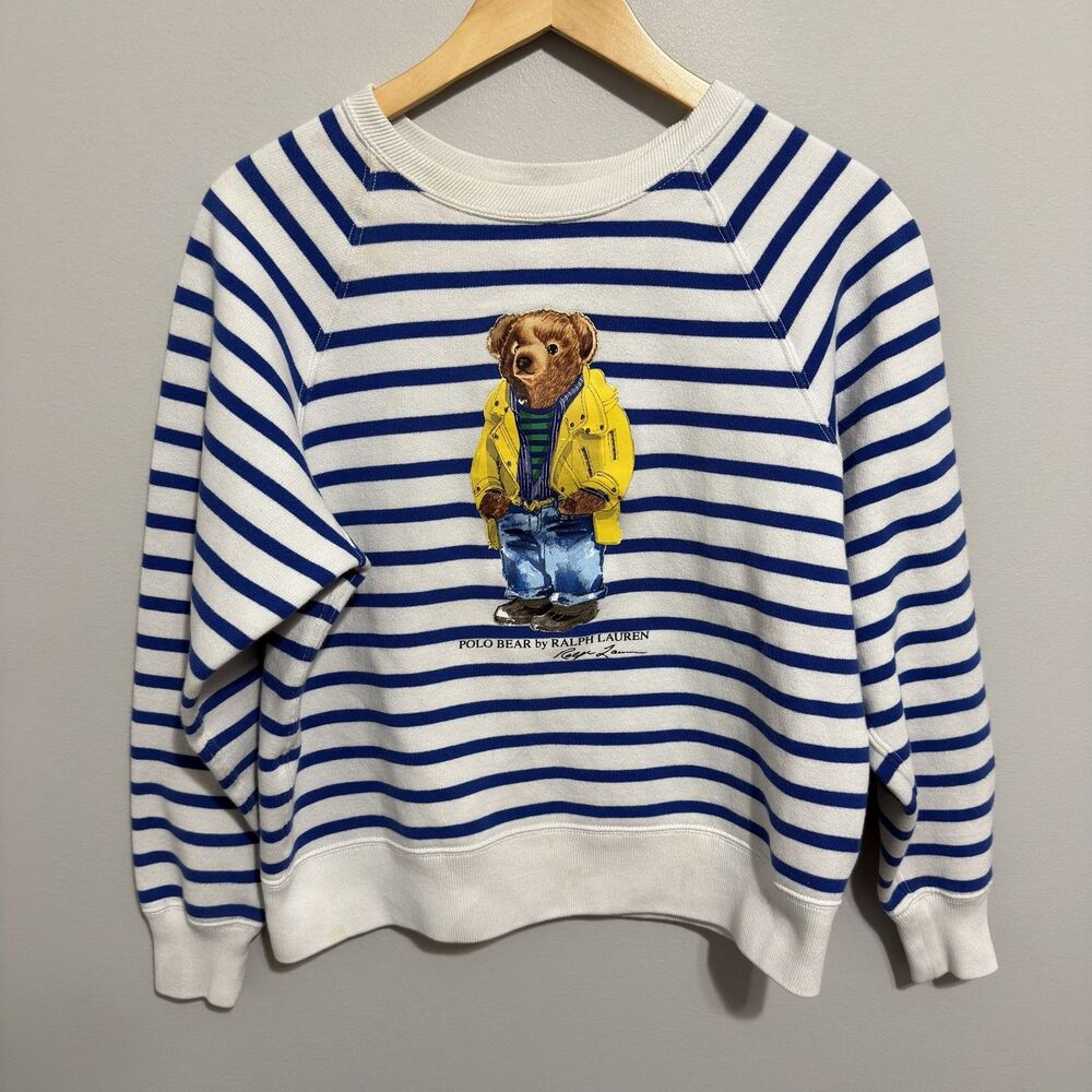 Polo Ralph Lauren Women's Vtg 90's Polo Bear Fleece Sweatshirt Medium